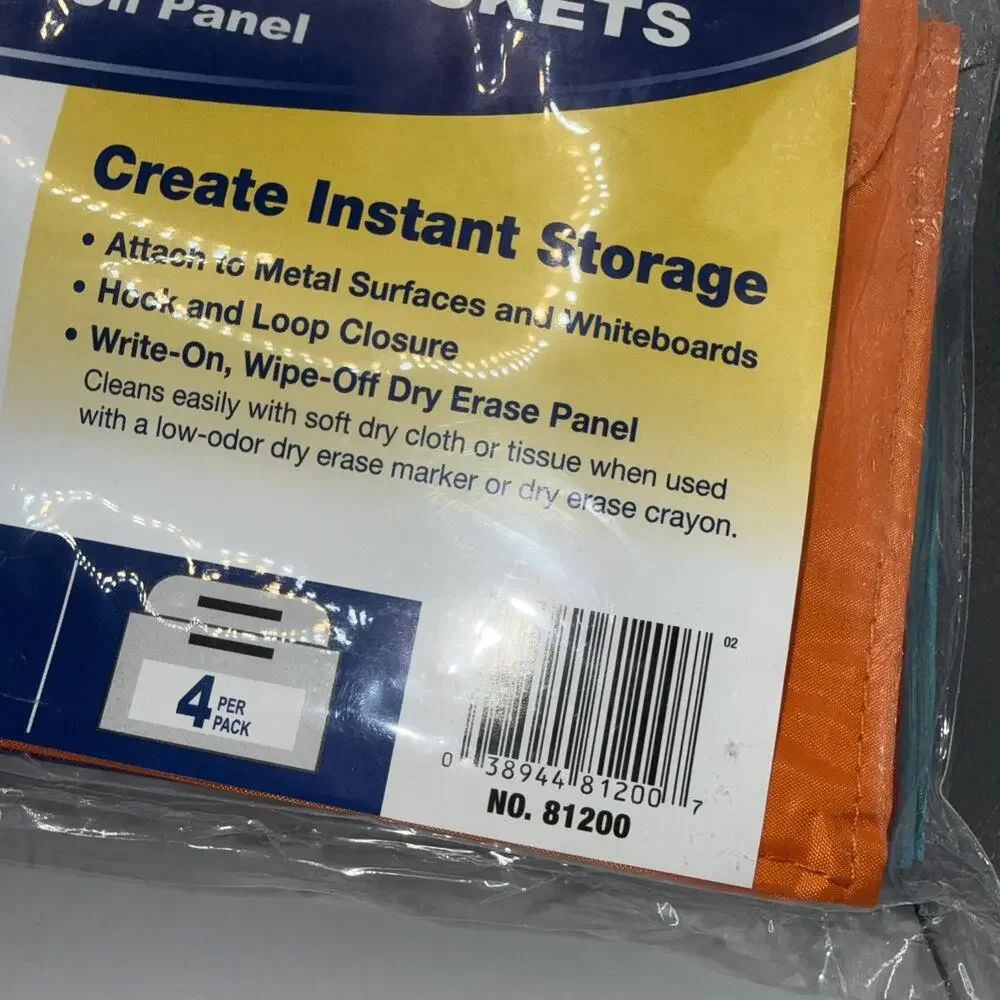 Magnetic Storage Pockets from C-Line with write on panel 4 Per Pack 10” x 6” NWT